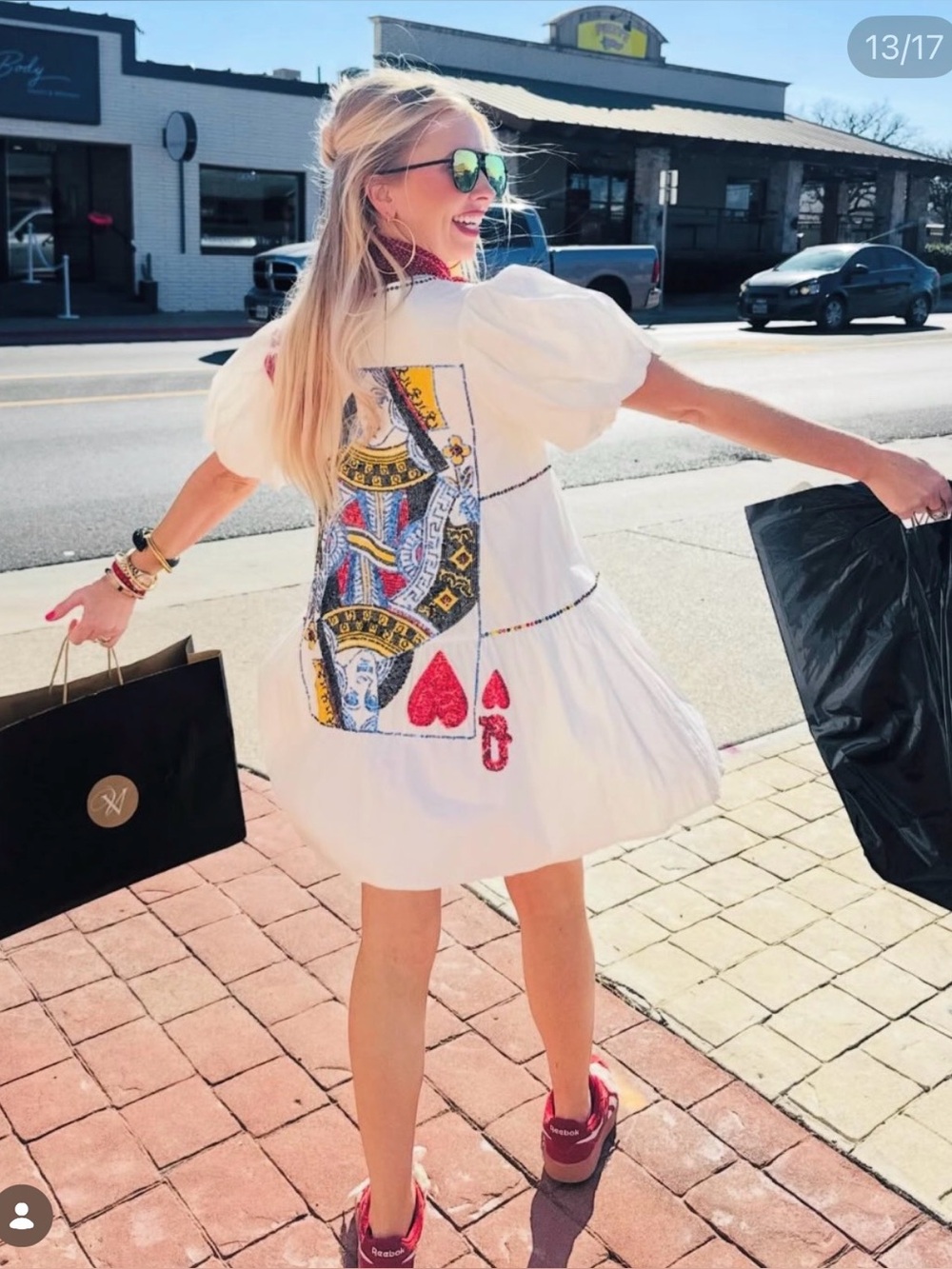 Queen of Sparkles Sequin Back Queen of Hearts Mini Dress White XS